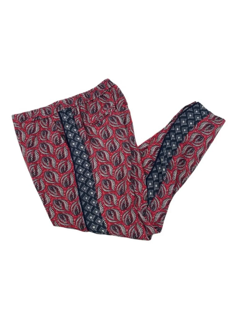 ETT:TWA Anthropologie Women's XS Pants Pull On Ankle Red Paisley Motif Boho